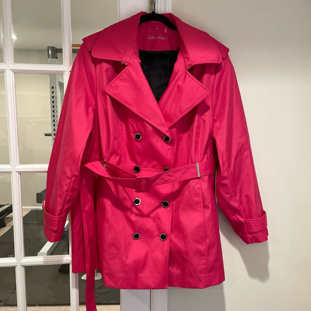 Calvin Klein Fuchsia Double-Breasted Trench Coat